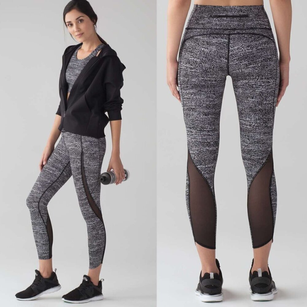 LULULEMON Pace Perfect 7/8 Tight 4 Air Time White Black